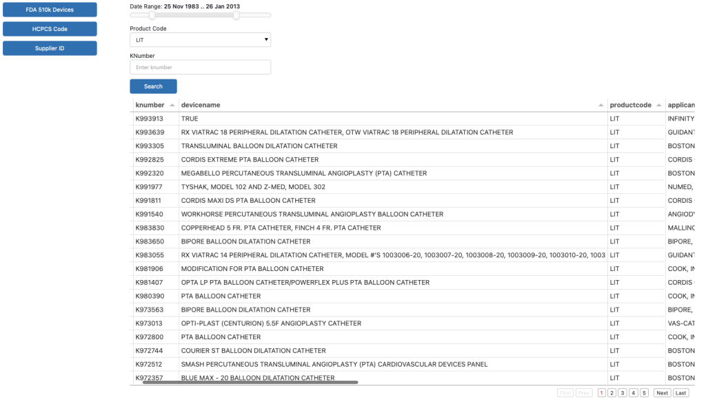 Screenshot of internal tool used to select data sources.